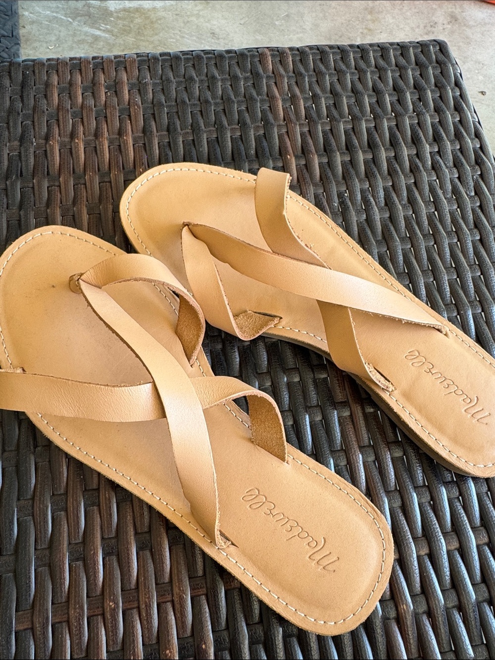 Madewell Women’s Size 8 Tan Crisscross Leather Slide Sandals